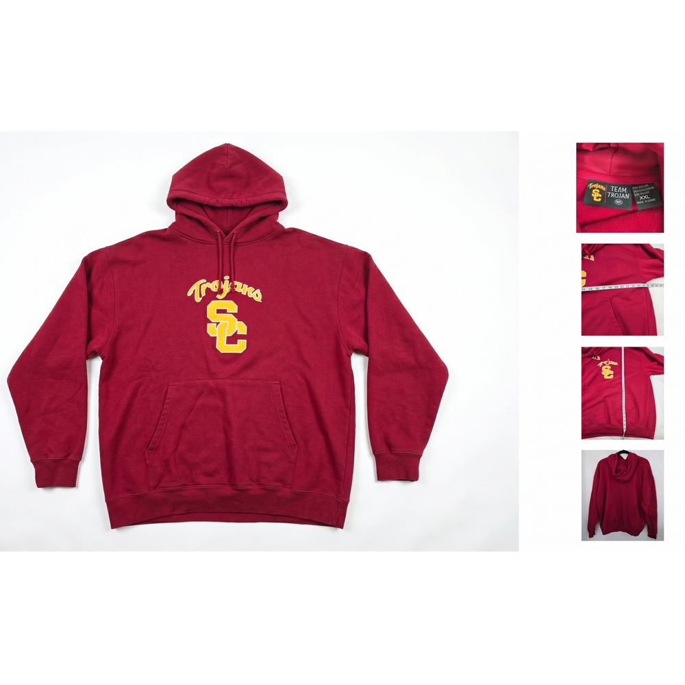 USC Trojans Hoodie Sweatshirt Team Trojan Red Embroidered Logo Mens XXL Varsity‎